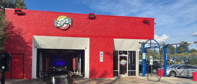 Exterior shot of the newly remodeled ZIPS Car Wash on Battleground Avenue