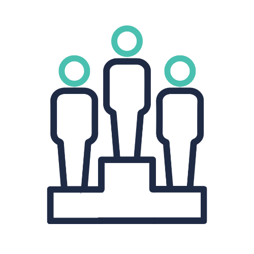 ZIPS Car Wash brand navy and teal graphic three people on award ceremony platform