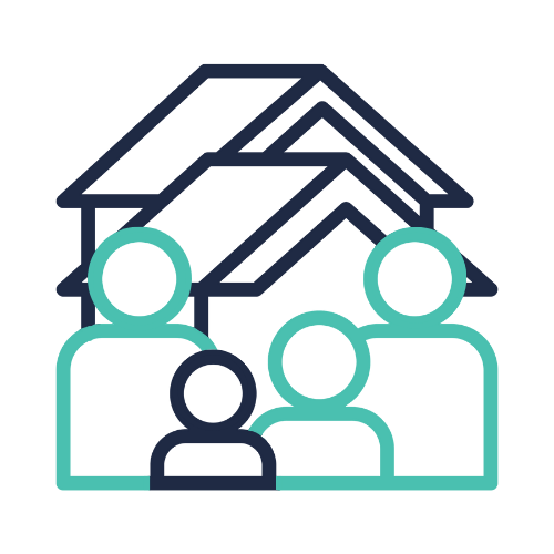 ZIPS Car Wash brand navy and teal outline of a family in front of a house