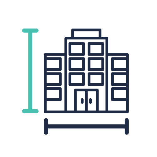 ZIPS Car Wash brand navy and teal graphic buildings measured width and height