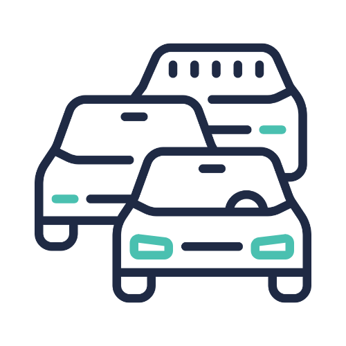 ZIPS Car Wash brand navy and teal outline of several cars in a line