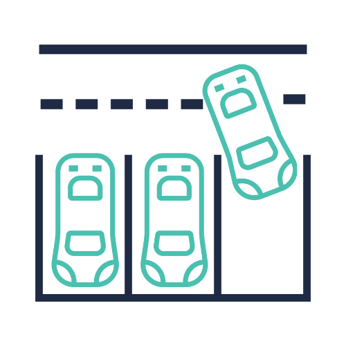 ZIPS Car Wash brand navy and teal outline of multiple cars parked