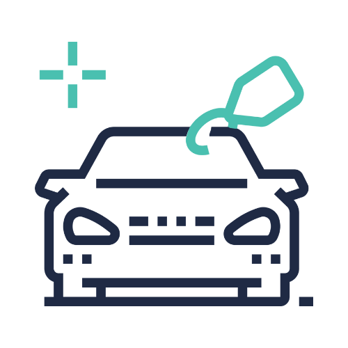 ZIPS Car Wash brand navy and teal outline of a new car