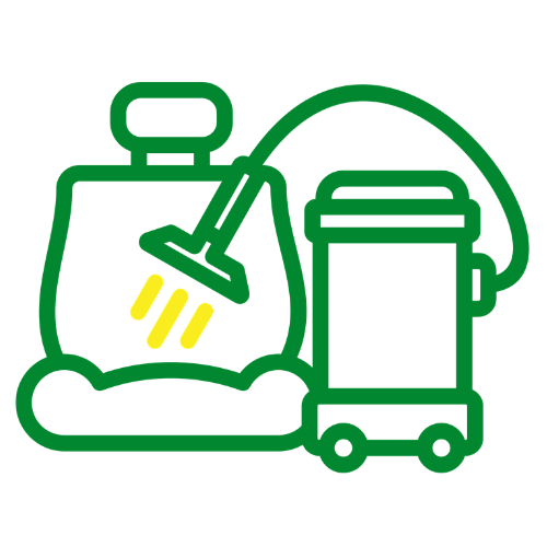 Jet Brite brand green and yellow outline of a turbo vac cleaning a car seat